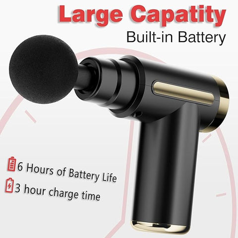 Massage Gun, Small Travel Massage Gun, Massage Gun Deep Tissue, Percussion Handheld Portable Muscle Massager Tool for Full Body Pain Relief, Ideal Gifts for Men, Women(Black)
