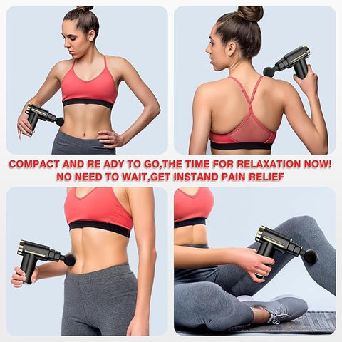 Massage Gun, Small Travel Massage Gun, Massage Gun Deep Tissue, Percussion Handheld Portable Muscle Massager Tool for Full Body Pain Relief, Ideal Gifts for Men, Women(Black)