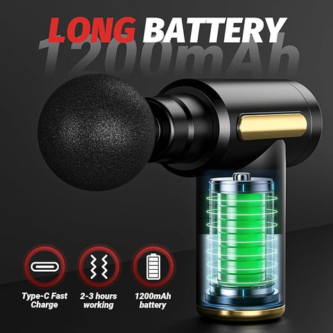 Massage Gun, Small Travel Massage Gun, Massage Gun Deep Tissue, Percussion Handheld Portable Muscle Massager Tool for Full Body Pain Relief, Ideal Gifts for Men, Women(Black)
