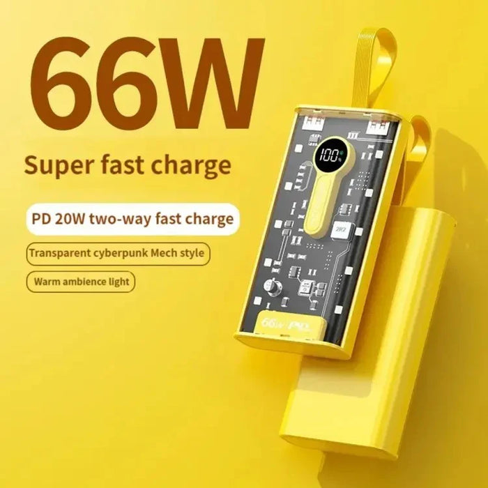 20,000 mAh Power Bank.(66W Transparent high capacity PD20W) Super Fast Charging