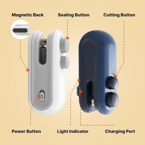 HeatMate  2-in-1 Mini Sealing & Cutting Machine – USB Rechargeable (Random Color)