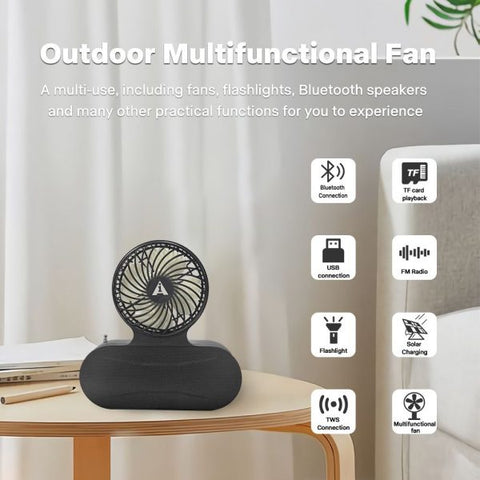BreezeBeats – Solar Fan Bluetooth Speaker with Flashlight & FM Radio
